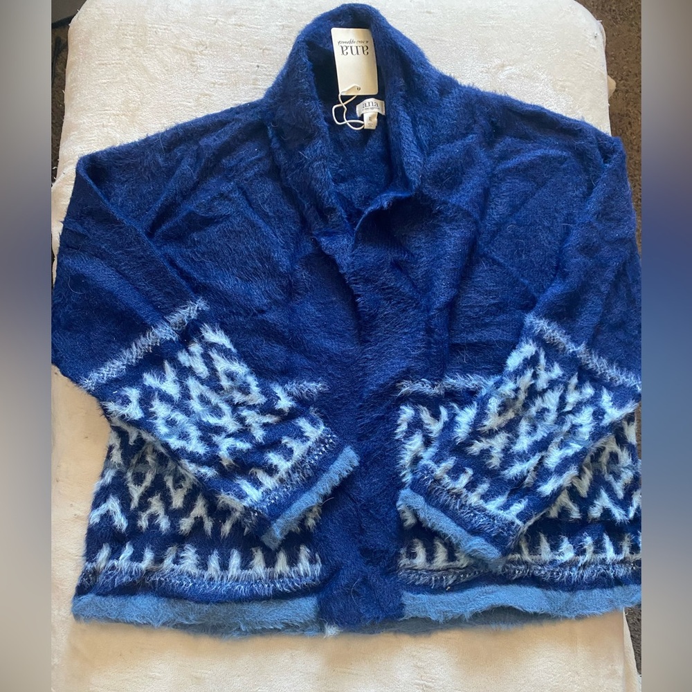 a.n.a Blue Nordic Knit Cardigan Sweater